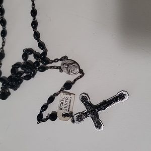 Vintage French Nickel Silver and Coco Rosary